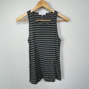 FRAME XS Green Blue Striped‎ Linen Tank Top Lightweight Sleeveless Chic
